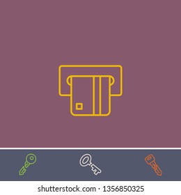 Outline card withdrawal icon.Best card withdrawal vector, illustrated icon for modern web and mobile design.Bonus broken key symbol