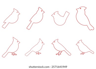 Outline Cardinal Illustration Design Set