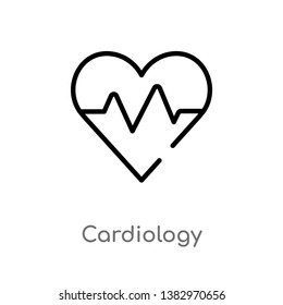 outline cardiology vector icon. isolated black simple line element illustration from health and medical concept. editable vector stroke cardiology icon on white background
