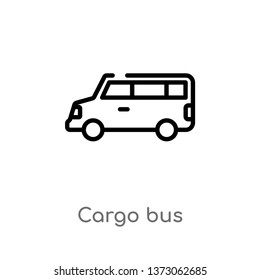 outline cargo bus vector icon. isolated black simple line element illustration from delivery and logistics concept. editable vector stroke cargo bus icon on white background