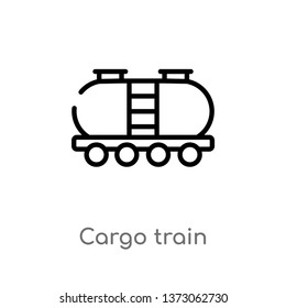 outline cargo train vector icon. isolated black simple line element illustration from delivery and logistics concept. editable vector stroke cargo train icon on white background
