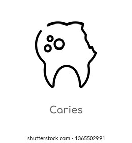 outline caries vector icon. isolated black simple line element illustration from medical concept. editable vector stroke caries icon on white background
