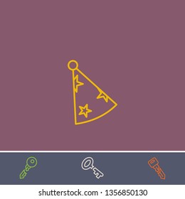 Outline carnaval hat icon.Best carnaval hat vector, illustrated icon for modern web and mobile design.Bonus broken key symbol