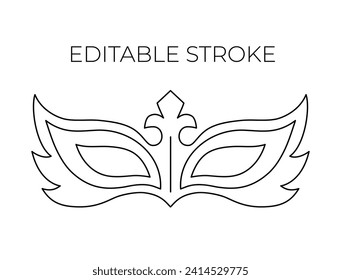 Outline carnival mask with editable stroke. Simple illustration