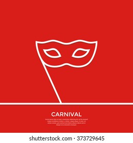 Outline carnival mask. Minimal abstract background. Vector illustration.