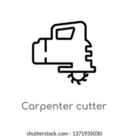 outline carpenter cutter vector icon. isolated black simple line element illustration from tools concept. editable vector stroke carpenter cutter icon on white background