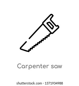 outline carpenter saw vector icon. isolated black simple line element illustration from tools concept. editable vector stroke carpenter saw icon on white background