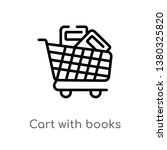 outline cart with books vector icon. isolated black simple line element illustration from education concept. editable vector stroke cart with books icon on white background