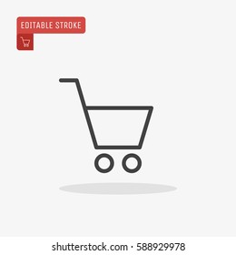 Outline Cart icon isolated on grey background. Line Shopping symbol for website design, mobile application, ui. Editable stroke. Vector illustration, eps10.