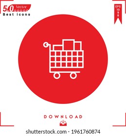 Outline CART icon. CART icon vector isolated on Red background. Graphic design, business-collection icons, mobile application, logo, user interface. EPS 10 format vector