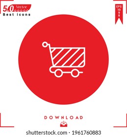 Outline CART icon. CART icon vector isolated on Red background. Graphic design, business-collection icons, mobile application, logo, user interface. EPS 10 format vector