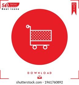 Outline CART icon. CART icon vector isolated on Red background. Graphic design, business-collection icons, mobile application, logo, user interface. EPS 10 format vector