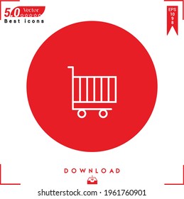 Outline CART icon. CART icon vector isolated on Red background. Graphic design, business-collection icons, mobile application, logo, user interface. EPS 10 format vector
