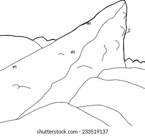 Outline Cartoon Background High Mountain Summit Stock Vector (Royalty ...