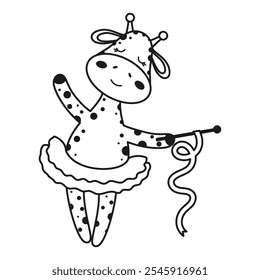 desenho animado circo girafa acrobata, engraçado desenho animado animal em estilo plano, bailarina dança