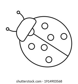 Outline cartoon ladybug isolated on white background. Coloring page. Vector illustration