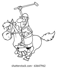 Outline Cartoon Polo Player