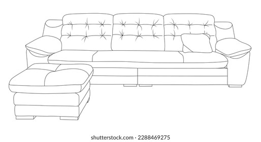 Outline cartoon of the single sofa over white background. Modern sofa and armchairs hand drawn vector illustrations collection. Comfortable and cozy soft furniture sketch drawing. Hand-drawn sketch. C