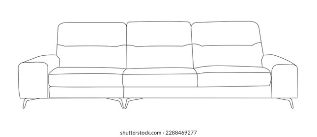 Outline cartoon of the single sofa over white background. Modern sofa and armchairs hand drawn vector illustrations collection. Comfortable and cozy soft furniture sketch drawing. Hand-drawn sketch. C