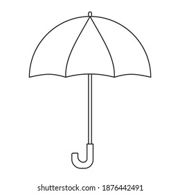Outline cartoon umbrella isolated on white background. Coloring page. Vector illustration