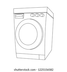 outline cartoon washing machine design isolated on white background
