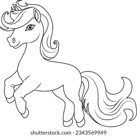 Outline of a cartoon-style unicorn for coloring