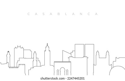 Outline Casablanca skyline. Trendy template with Casablanca buildings and landmarks in line style. Stock vector design. 