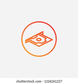Outline cash withdrawal icon,gradient illustration,vector money sign symbol