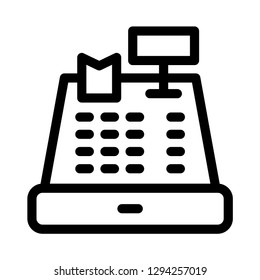 Outline cashier icon on white background, shopping sign silhouette illustration, web site, page and mobile app design vector element