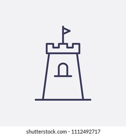 Outline castle icon illustration,vector tower sign symbol