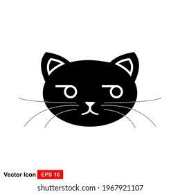 Outline cat head, Outline silhouette of cartoon kitten. Vector icon, sign, symbol for UI and Animation.