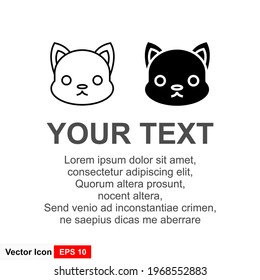Outline cat head, Outline silhouette of cartoon kitten. Vector icon, sign, symbol for UI and Animation.