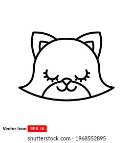 Outline cat head, Outline silhouette of cartoon kitten. Vector icon, sign, symbol for UI and Animation.