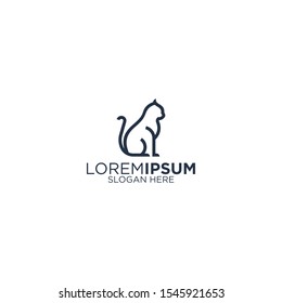 Outline cat logo design vector