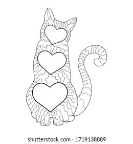 Outline of a cat on a white background, Doodle illustration