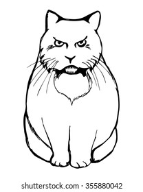 The outline of a cat on white background