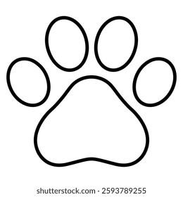 Outline cat paw print isolated