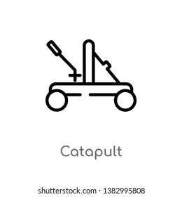 outline catapult vector icon. isolated black simple line element illustration from miscellaneous concept. editable vector stroke catapult icon on white background