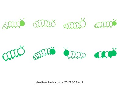 Outline Caterpillar Illustration Design Set