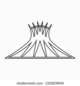 Outline Cathedral of brasilia pixel perfect vector icon