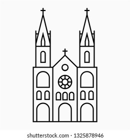 Outline Cathedral notre dame pixel perfect vector icon