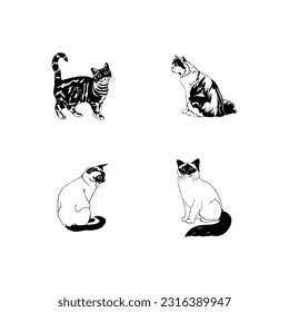 Outline Cats Silhouette vector template