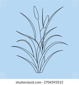 Outline Cattails Hierba Planta de bulrush azul claro