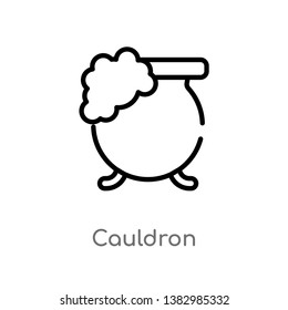 outline cauldron vector icon. isolated black simple line element illustration from magic concept. editable vector stroke cauldron icon on white background