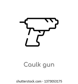 outline caulk gun vector icon. isolated black simple line element illustration from construction and tools concept. editable vector stroke caulk gun icon on white background