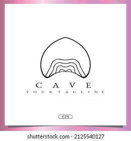 outline cave logo premium elegant template vector eps 10