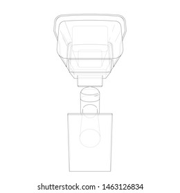 Outline CCTV camera. Security camera. Vector rendering of 3d. Wire-frame style. The layers of visible and invisible lines are separated