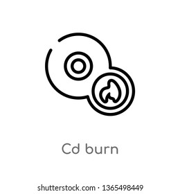 outline cd burn vector icon. isolated black simple line element illustration from music and multimedia concept. editable vector stroke cd burn icon on white background