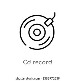 outline cd record vector icon. isolated black simple line element illustration from general concept. editable vector stroke cd record icon on white background