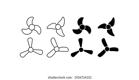 Outline Of Ceiling Fan Icon In Vector Format.